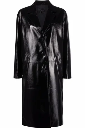Prada Logo embossed leather coat