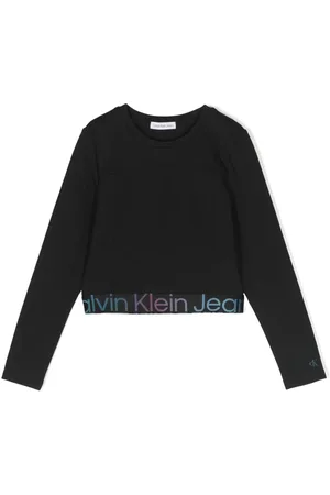 Calvin Klein Cropped logo-print long-sleeve T-shirt