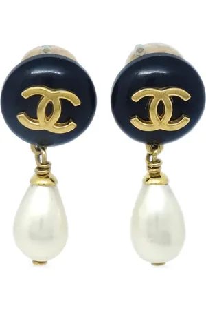 CHANEL 1996 CC faux-pearl drop earrings