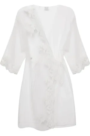 CARINE GILSON Lace-appliqué sheer kimono