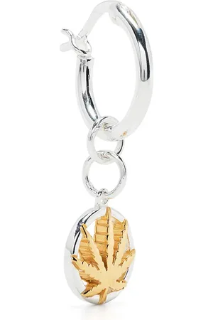 TRUE ROCKS Marijuana Leaf hoop earring