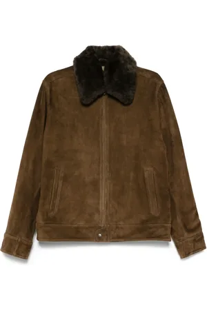 Vince Shearling-collar suede jacket