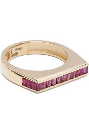 JACQUIE AICHE 14kt yellow Flat Bar ruby ring