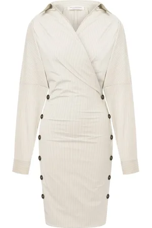 Serafini Pinstripe-pattern wrapped dress