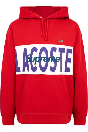 Supreme X Lacoste Logo Panel drawstring hoodie