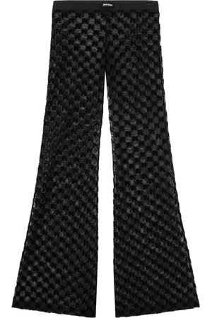 Palm Angels Semi-sheer monogram flared trousers