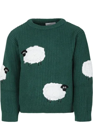 Stella McCartney Sheep-appliqué ribbed-knit sweater