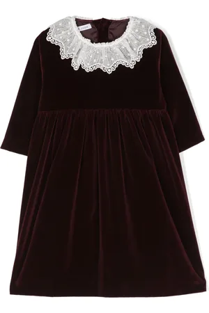JESURUM BABY Lace-collar velvet dress