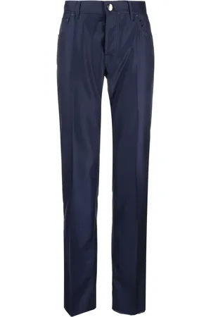 corneliani Logo-embroidered virgin wool trousers