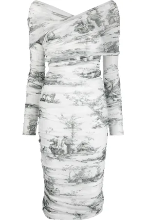 Serafini Side gathered-detail midi dress