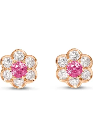 David Morris 18kt rose gold diamond Berry Flower stud earrings