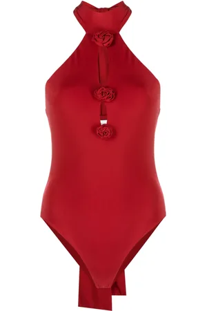 MAGDA BUTRYM Rose-appliqué halterneck bodysuit