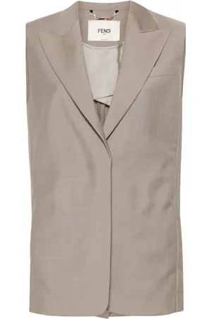 Fendi Embroidered-logo mohair-wool waistcoat
