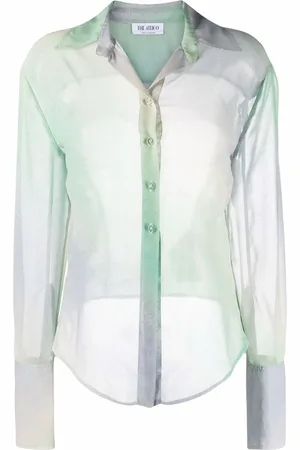 The Attico Gradient mesh button-up shirt