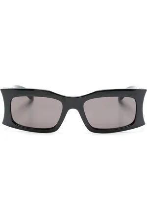 Balenciaga Logo-plaque rectangular-frame sunglasses