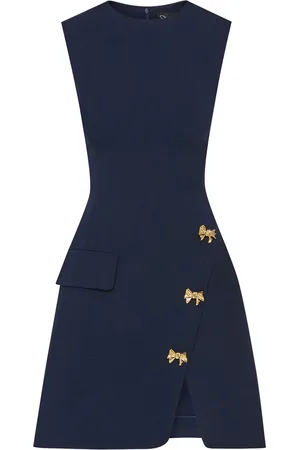 Oscar de la Renta Bow Button split skirt dress