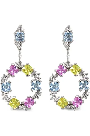 Lark & Berry 14kt white gold Blossom multi-stone drop earrings
