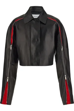 Salvatore Ferragamo Zip-detail leather cropped jacket
