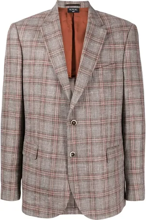 N.PEAL Plaid-check print button blazer