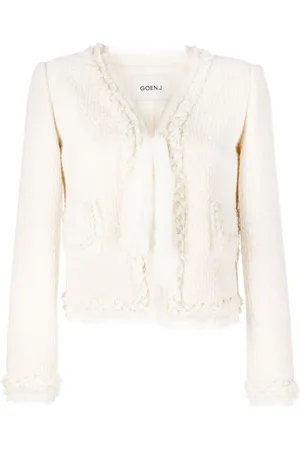 GOEN.J Lace-trim tweed jacket