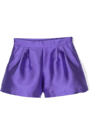 DOUUOD KIDS Satin pleated mini shorts