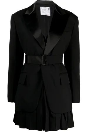 SACAI Layered belted single-breasted blazer