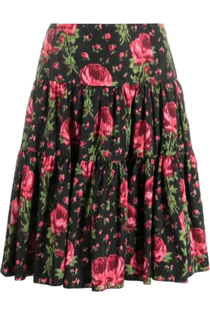 VALENTINO GARAVANI 1990 floral-print tiered skirt