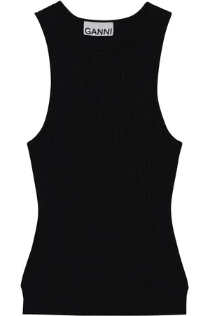 Ganni Panelled rib-knit vest top