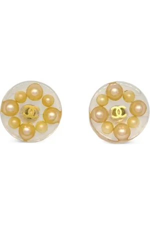 CHANEL 1990-2000s CC button earrings