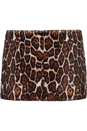 Prada Animal-print shearling miniskirt