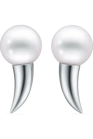 Tasaki 18kt white gold Collection Line Danger Fang pearl earrings