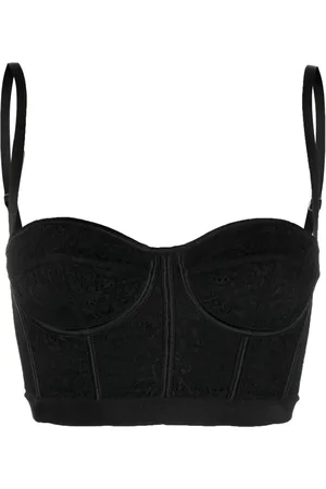 DEL CORE Lace-detailing bustier crop top