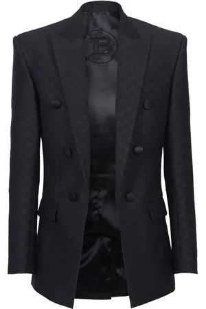 Balmain Mini Monogram-print satin blazer