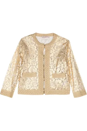 VALENTINO GARAVANI Floral-lace lamé jacket