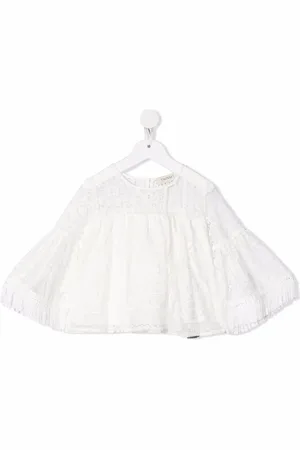 Twin-Set Embroidered frayed-edge tunic top