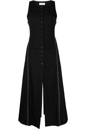 Marine Serre Button-front wool midi dress