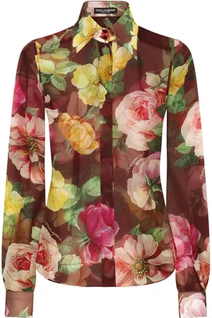 Dolce & Gabbana Camelia-print silk blouse