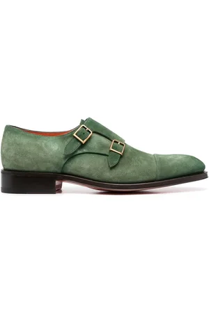 santoni Suede double-buckle shoes