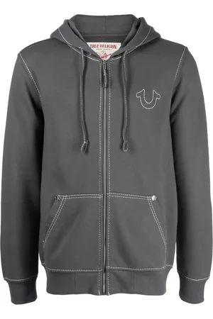 True Religion Logo-embroidered zip-up hoodie