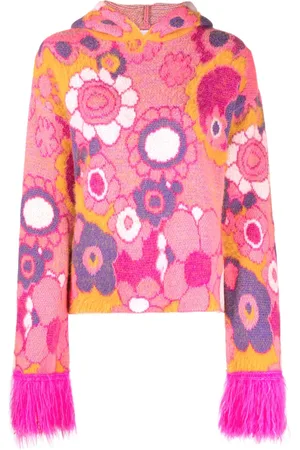 ERL Patterned-intarsia extra-long sleeve hoodie