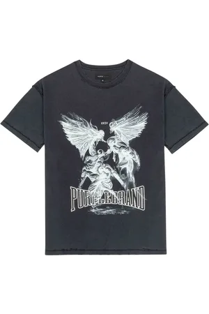 Purple Brand Fight-print cotton T-shirt