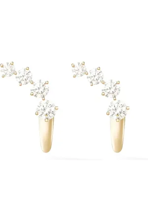 Melissa Kaye 18kt yellow Aria Dagger huggie earrings