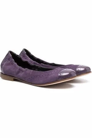 PèPè Brogue-detail suede ballerina shoes