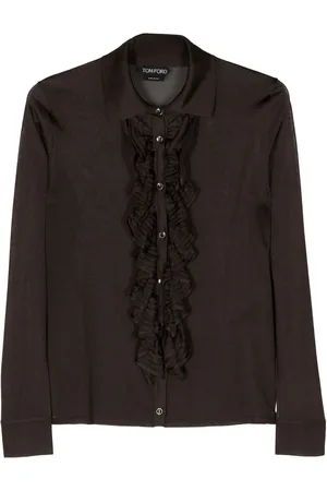 Tom Ford Ruffled-trim semi-sheer shirt