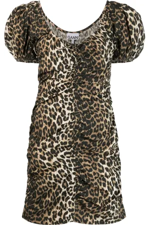 Ganni Leopard-print organic cotton dress