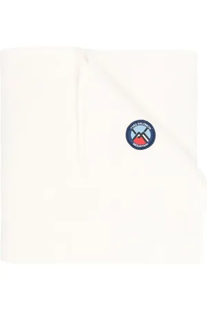 YVES SALOMON Knitted logo-patch scarf