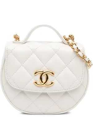 CHANEL 2021-2024 Mini CC Quilted Aged Calfskin Top Handle with Chain clutch bag