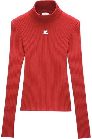 Courrèges Logo-patch mock-neck sweater