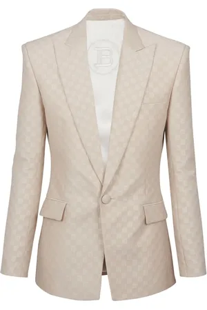 Balmain PB-monogram virgin wool-silk blend blazer