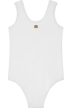 Dolce & Gabbana DG-plaque fine-ribbed swimsuit